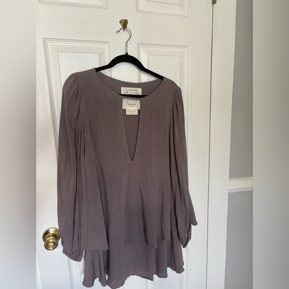 Free People Beck Dress | Size XS | Purple Grey Boho Cut-Out Long Sleeve Mini - Picture 4 of 12